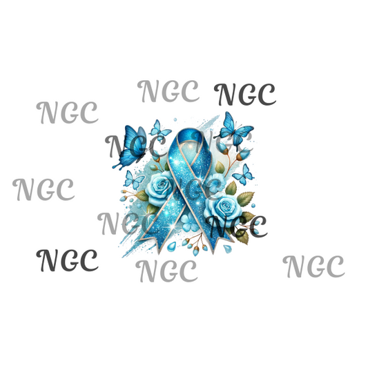 single decal awareness ribbon bluish green