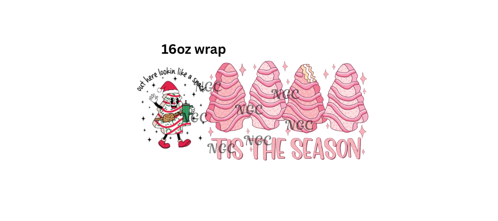 16oz pink tis the season snack cakes