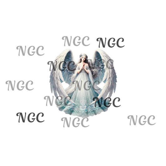 single decal angel with teal(ish) dress