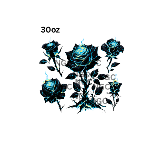 30oz teal flame roses