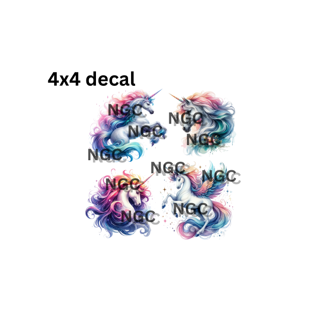 decal unicorn set of 4