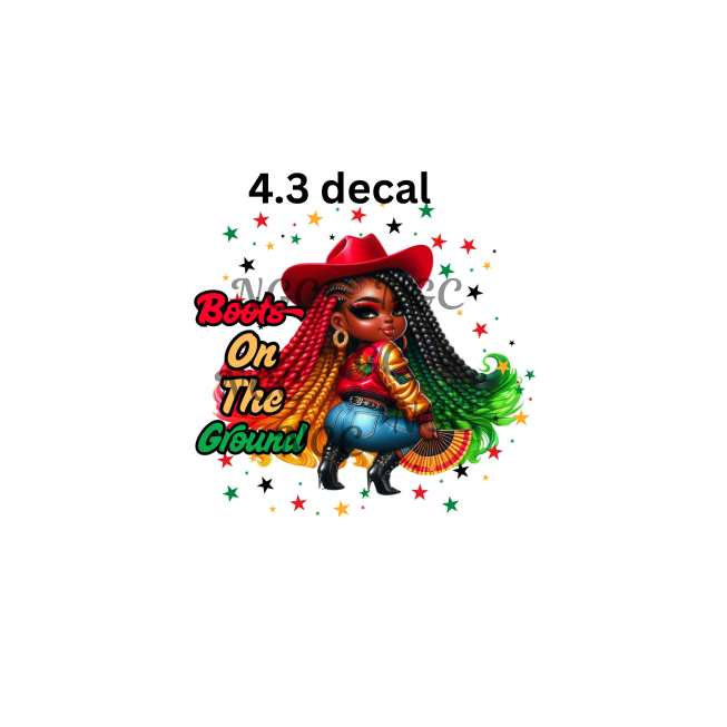 decal melanin girl boots on the ground