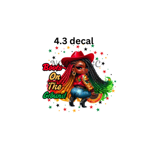 decal melanin girl boots on the ground
