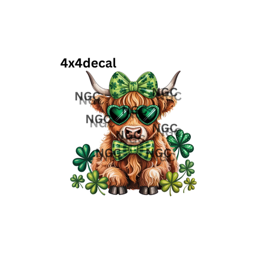 decal highland cow st patricks day1