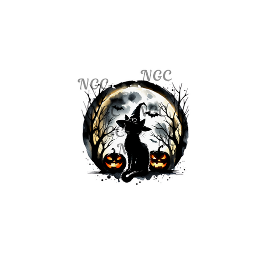 single decal cat moon halloween2