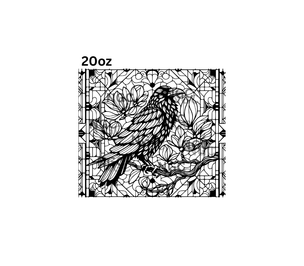 20oz raven stained glass