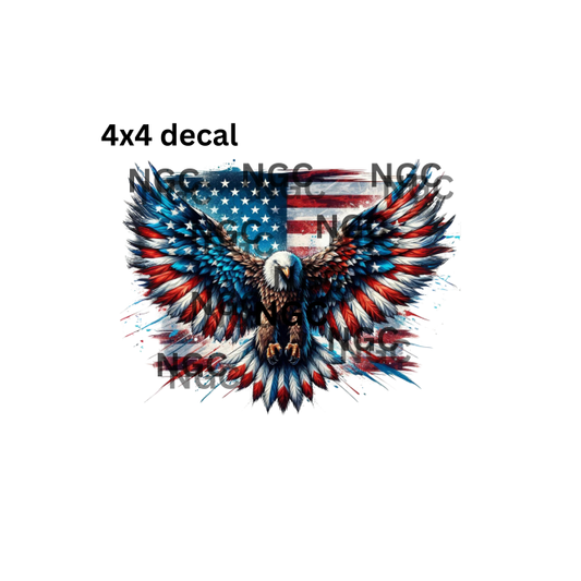 decal bald eagle with flag