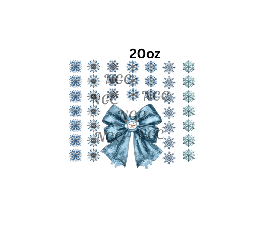 20oz snowman bow with snowflakes