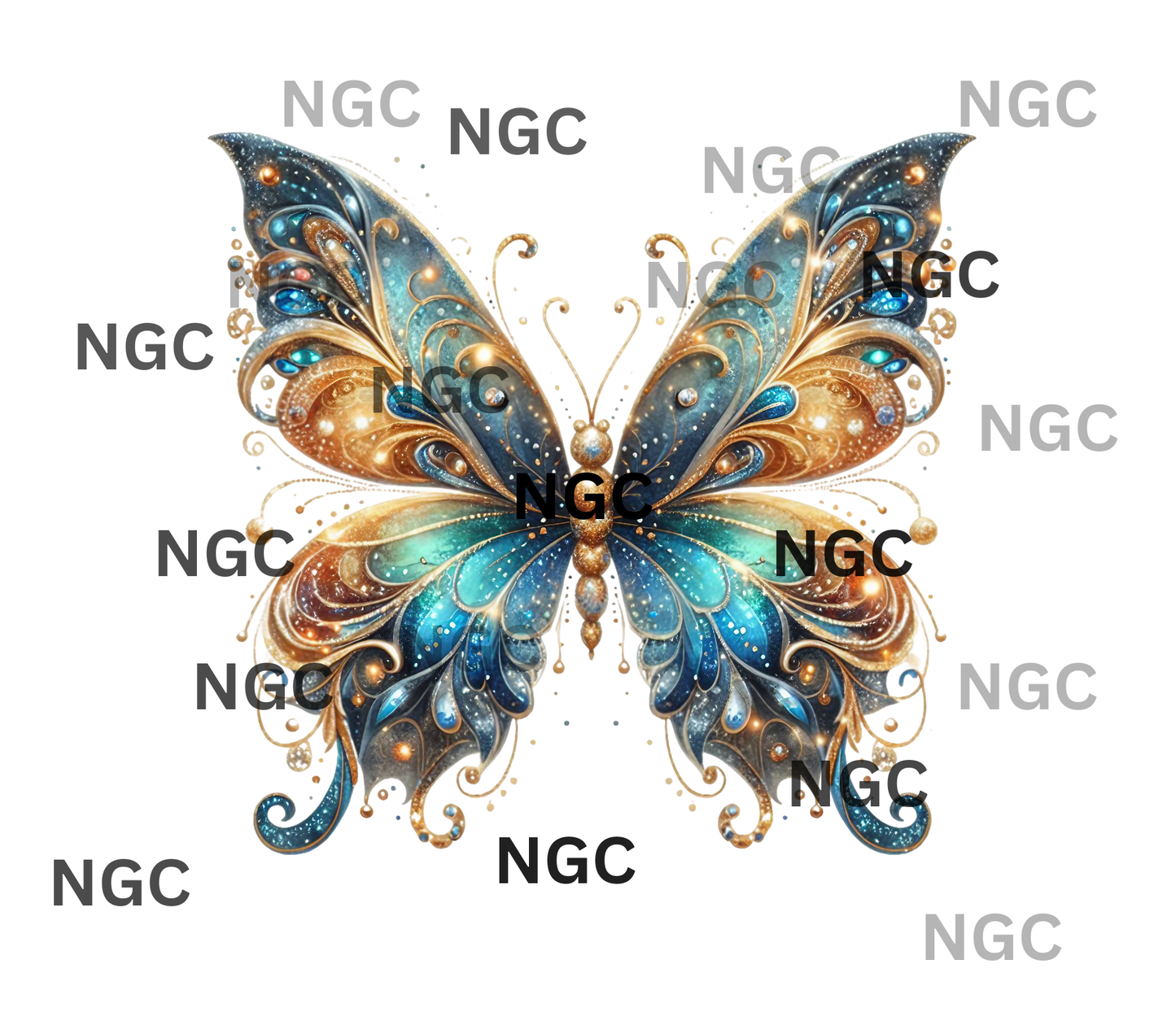 single decal green gold butterfly