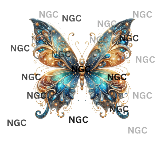 single decal green gold butterfly