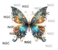 single decal green gold butterfly