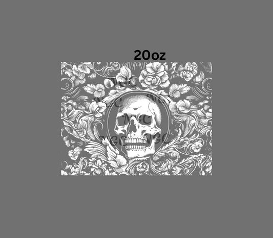20oz skull with floral