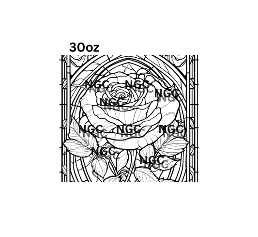 30oz stained glass rose tooled outline
