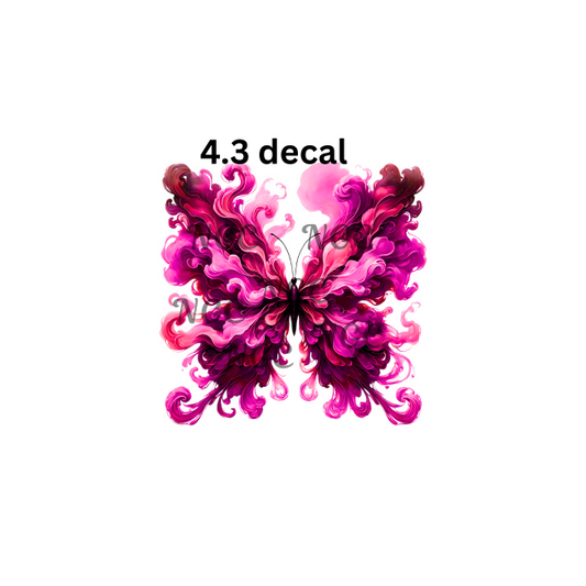 decal red and pink smokey butterfly