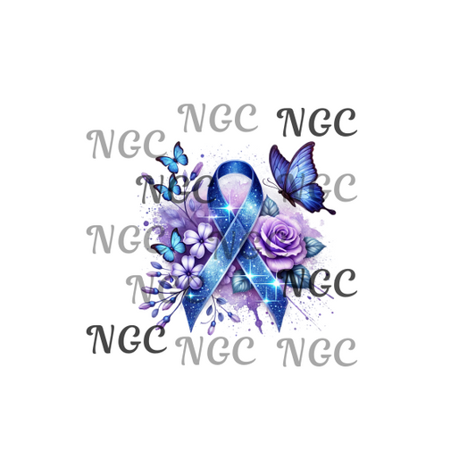 single decal awareness ribbon darker blue with pruple