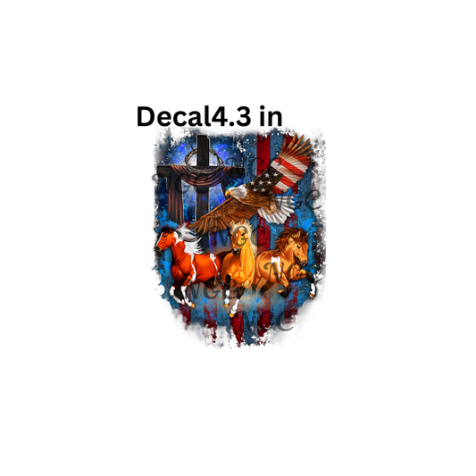 decal horses eagle cross