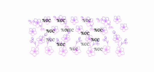 16 oz wrap ombre purple flower outline