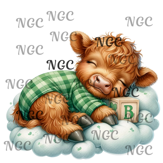 single decal sleeping baby cow