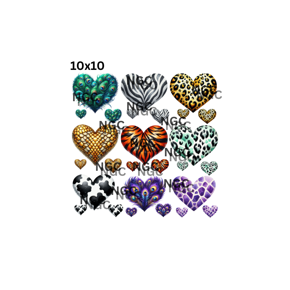 10x10 animal print hearts