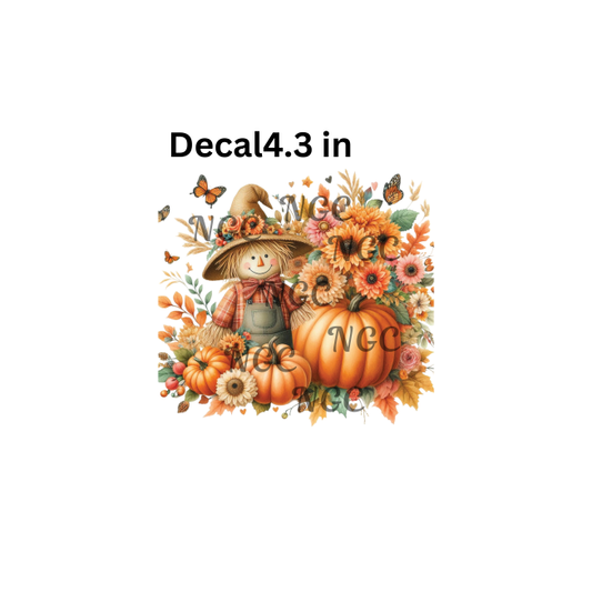 decal fall boho pumpkin with scarecrow