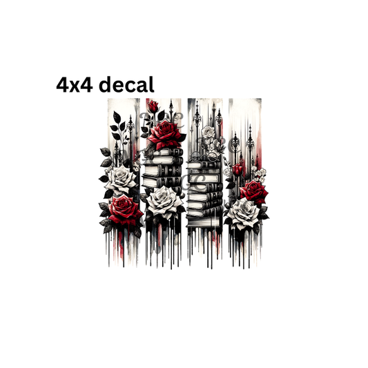 decal books & roses brushstrokes