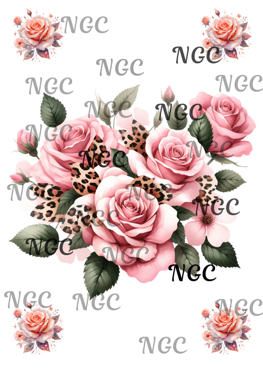 A5 Notebook pink roses animal print