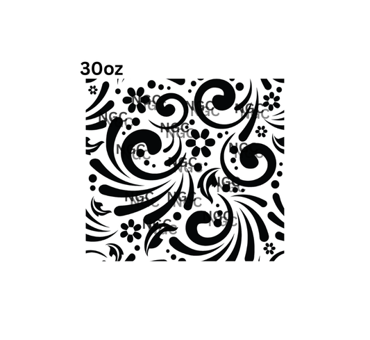 30oz tooled leather swirl with flowers