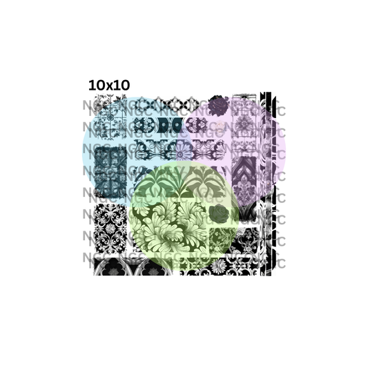 10x10 black and white patchwork