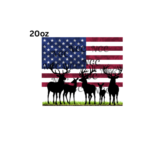 20oz american flag with deer