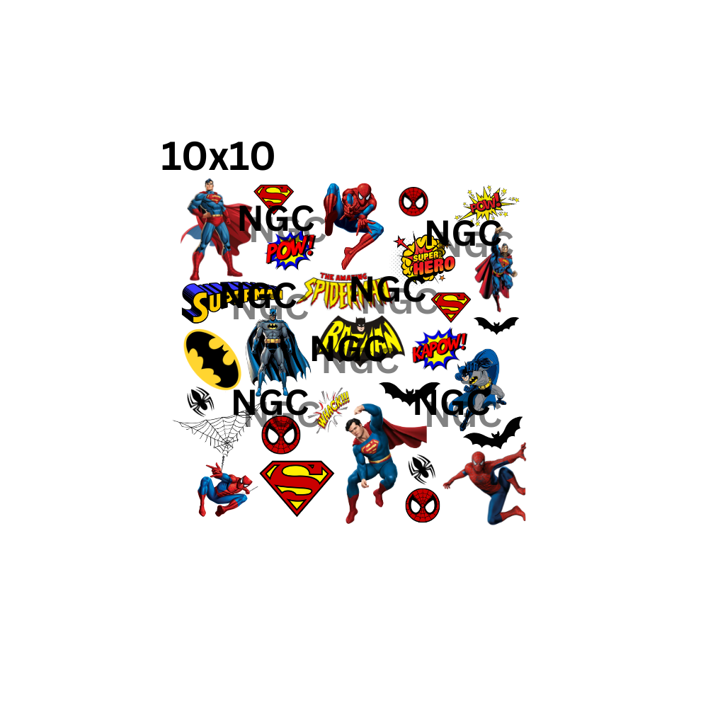 10x10 spiderman superman batman elements