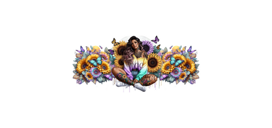 16oz tattoo girl with sunflowers