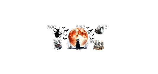 16oz black cat with bats halloween