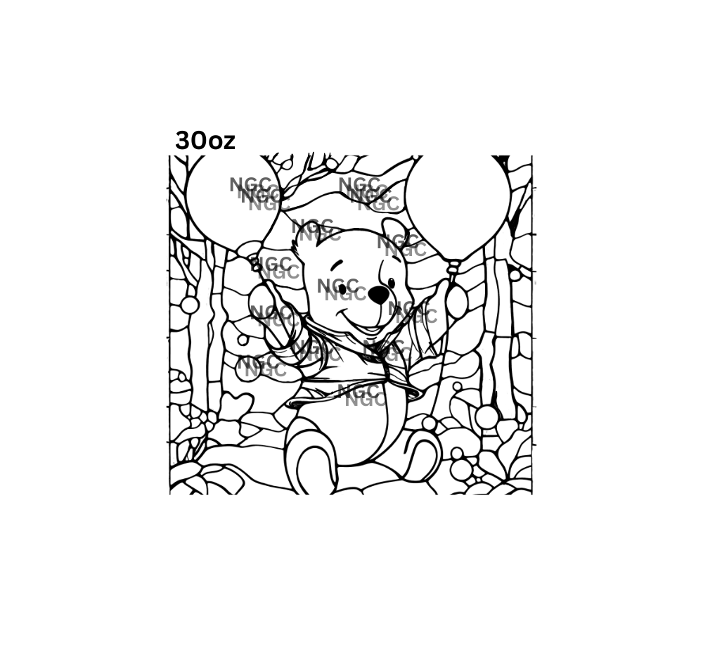 30oz winnie the pooh stained glass outline