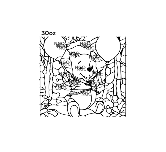 30oz winnie the pooh stained glass outline