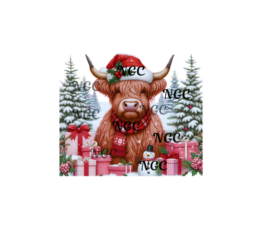 20oz wrap highland cow with presents
