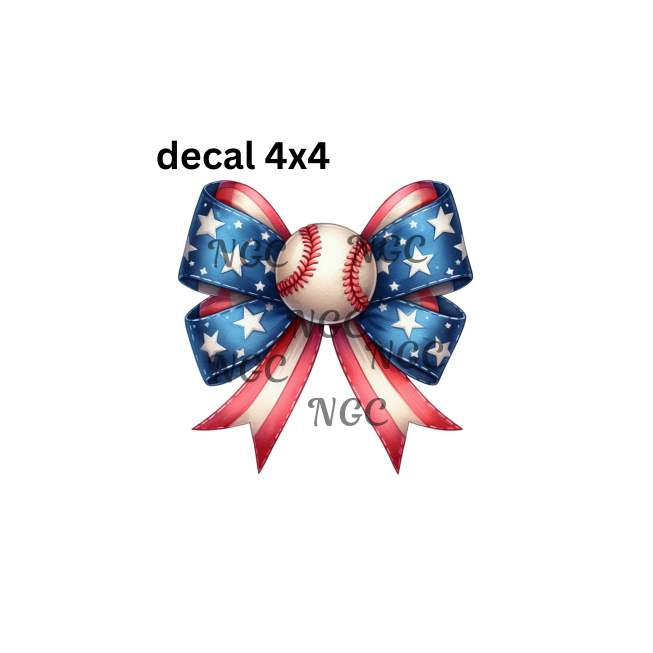 decal stars and stripes baseball bow