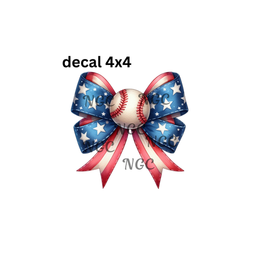 decal stars and stripes baseball bow