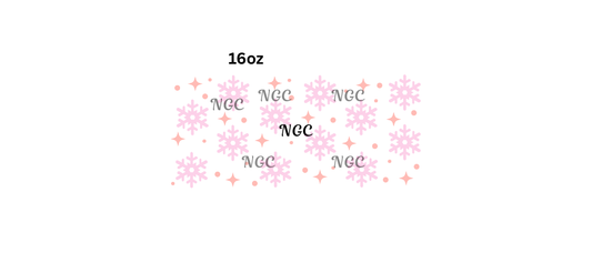 16oz pink snowflakes