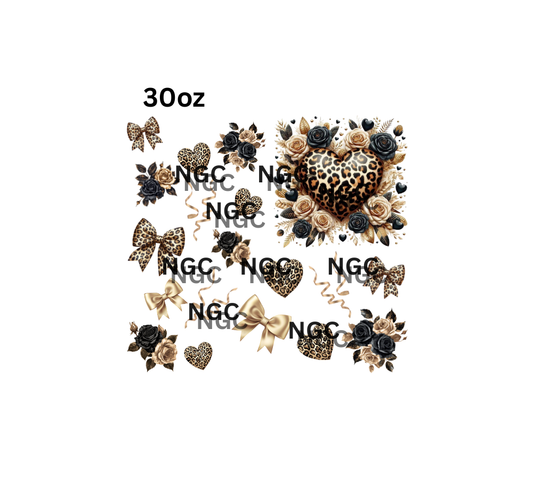 30oz leopard hearts bows ribbons