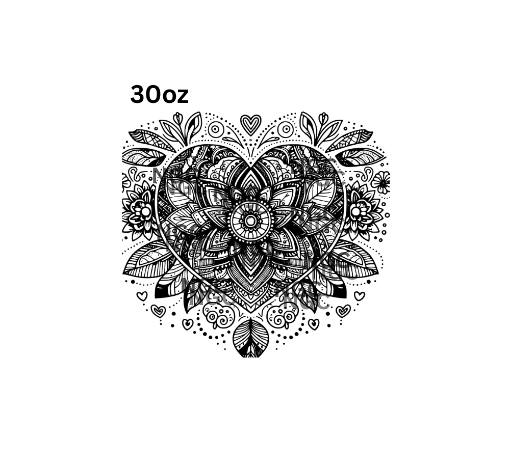 30oz heart mandela black outline