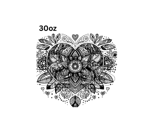 30oz heart mandela black outline