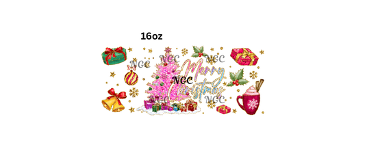 16oz pink merry christmas