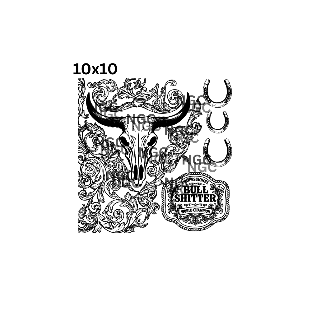10x10 bullshitter cow skull