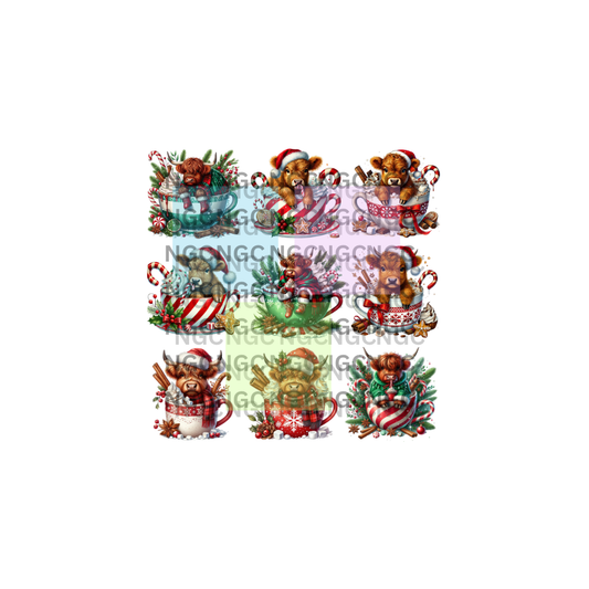 10x10 teacup christmas cows