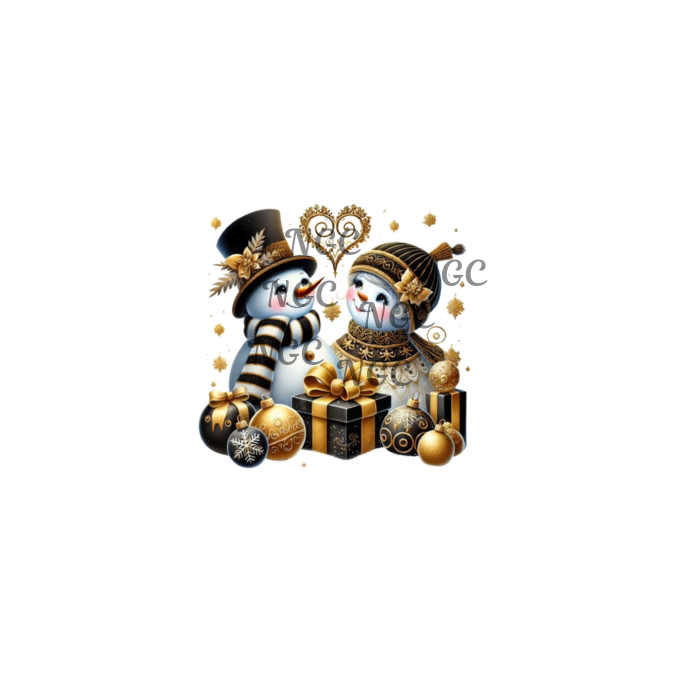decal black gold snowman christmas5