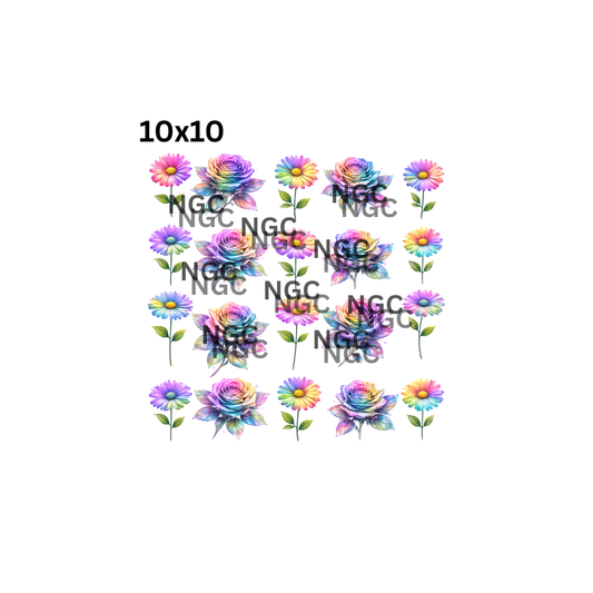 10x10 colorful daisies and roses