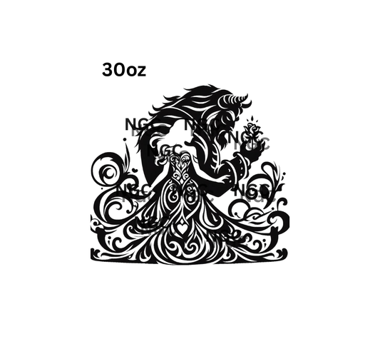 30oz beauty beast tooled outline