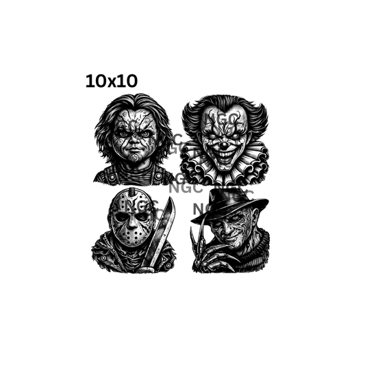 10x10 horror guys black & white