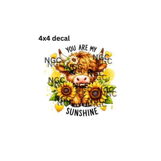 decal you are my sunshine cow