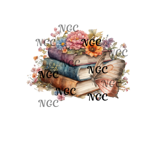 single decal fall book stack
